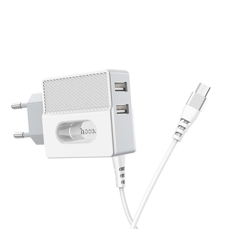 Зарядное устройство HOCO C75 2USB 2.4A+micro (White)