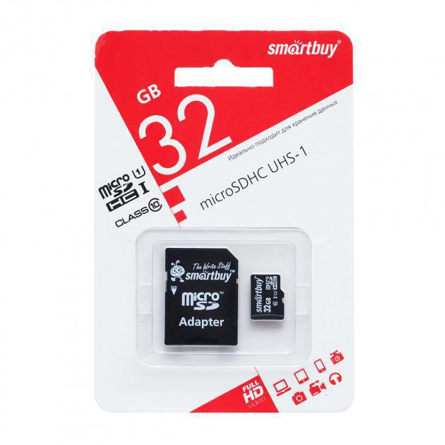 Карта памяти SMARTBUY microSDHC 32GB Class10 UHS-I + adapter