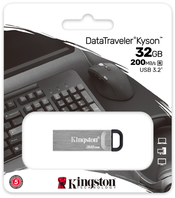 Флеш-драйв KINGSTON DT Kyson 32GB USB 3.2 Silver/Black