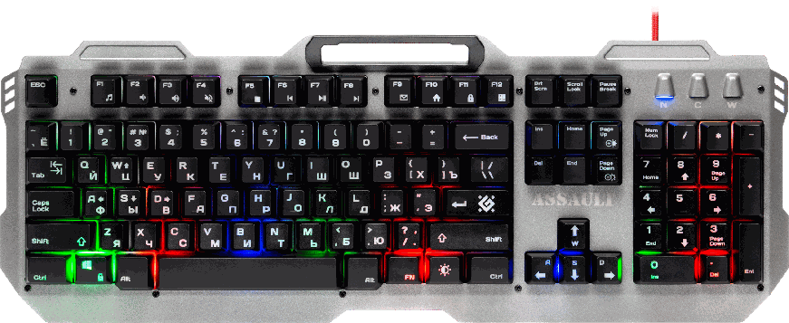 Клавиатура DEFENDER (45350)Assault GK-350L Metal RU,RGB ,19 Anti-Ghost