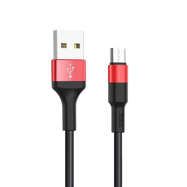 Кабель HOCO X26 micro USB 1m (черно-красный)