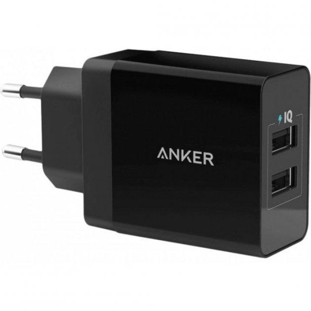 Зарядное устройство ANKER PowerPort 2 - 24W 2-port USB Power IQ V3 (Black)