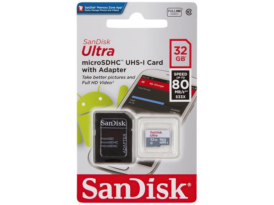 Карта памяти SANDISK 32GB microSDHC C10 UHS-I R100MB/s Ultra + SD