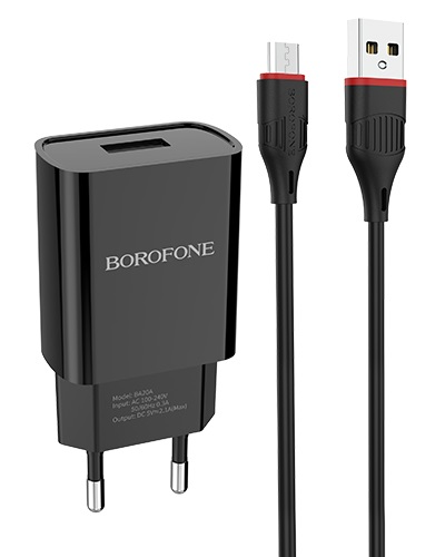 Зарядное устройство BOROFONE BA20A серии Sharp micro USB (Black)