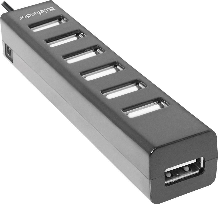 USB разветвитель DEFENDER (83203) 7xUSB 2.0 Quadro Swift