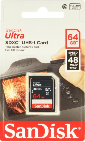 Карта памяти SANDISK microSDXC 64GB Ultra Class 10 UHS-I 48MB/s