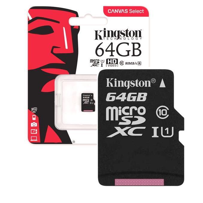 Карта памяти KINGSTON MicroSDXC 64GB Canvas Plus A1 Class10 UHS-I no ad