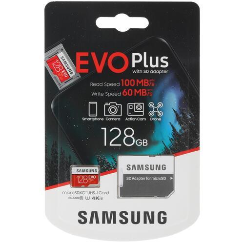 Карта памяти SAMSUNG EVO Plus microSDXC 128GB UHS-I U3 A2 V30 + ad
