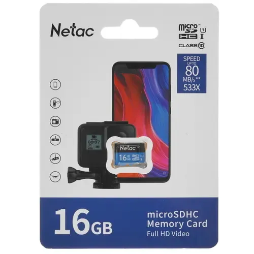 Карта памяти NETAC P500 Eco 16GB MicroSDHC Class10 UHS-I no ad