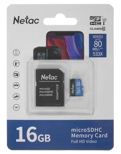 Карта памяти NETAC P500 Eco 16GB MicroSDHC Class10 UHS-I