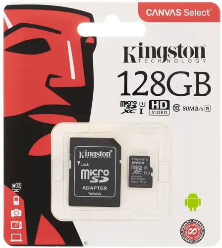 Карта памяти KINGSTON microSDHC 128 Gb UHS-I+adapter(SDCS/128GB)