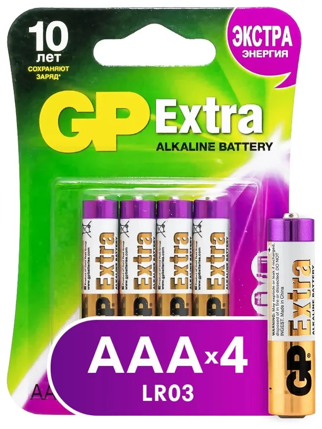 Батарейка GP Alkaline Extra 24AX 2CR4 AAA
