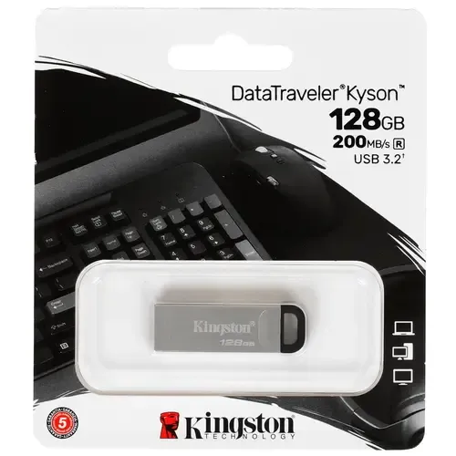 Флеш-драйв KINGSTON DT Kyson 128GB USB 3.2 Silver/Black