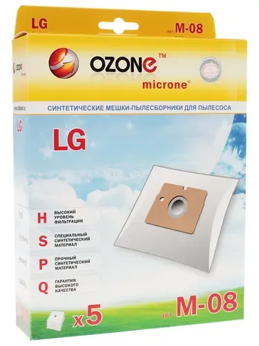 Пылесборник OZONE micron M-08 синт. 5шт. (LG ТВ-36)