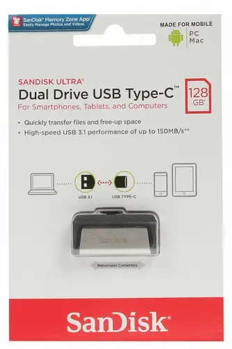флеш-драйв SANDISK 128GB USB 3.1 Type-A + Type-C Dual Drive Luxe (SDDDC4-128G-G46)