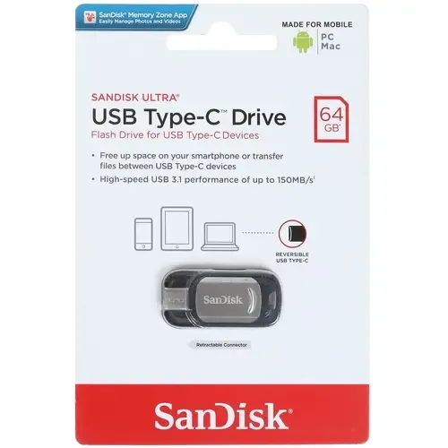 флеш-драйв SANDISK 64GB Ultra USB 3.1 Type-C (SDCZ460-064G-G46)