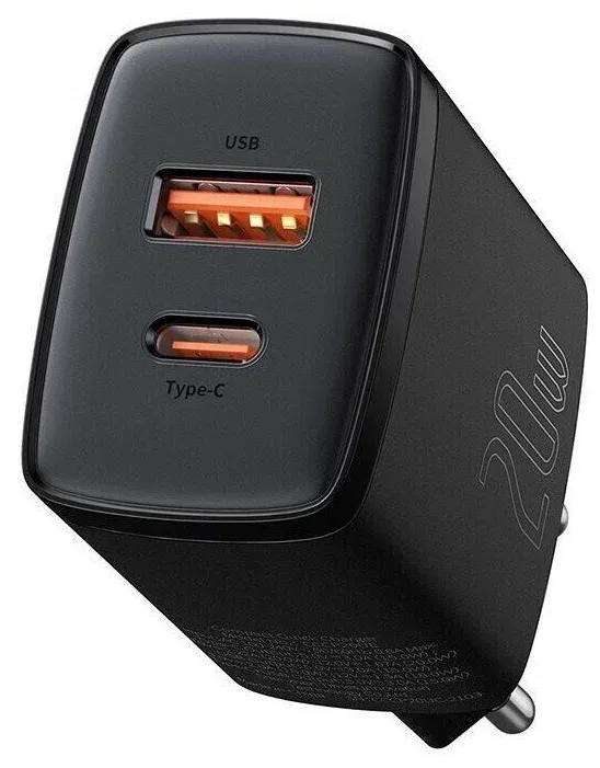 Сетевая зарядка BASEUS Mini Charger Dual USB PD 20W Black (CCCP20UE)