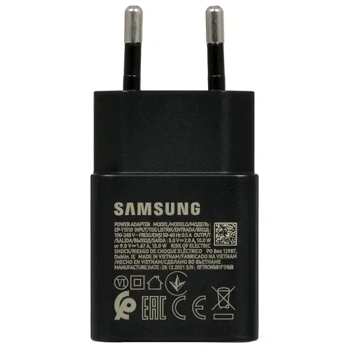 Зарядное устройство SAMSUNG 15W Power Adapter Type-C+Cable Black /EP-T1510XBEGRU