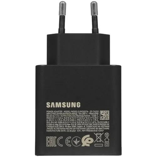 Сетевая зарядка SAMSUNG EP-TA220 35W Charger Duo USB-C+USB Black