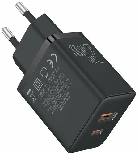 Сетевая зарядка BASEUS Cube USB-C+A 20W Black/черный