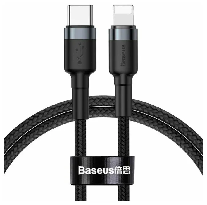 Кабель BASEUS Cafule Type-C Lightning PD 20W 1m gray/black