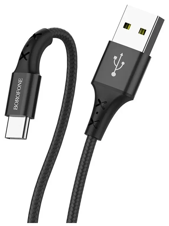 Кабель BOROFONE BX20 нейлон 1м для Type-C USB 2.0A (Black)