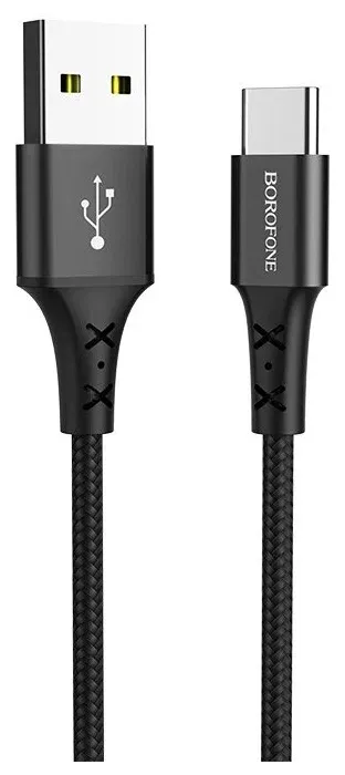 Кабель BOROFONE BX20 нейлон 1м для Type-C USB 2.0A (Black)