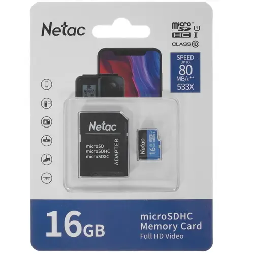 карта памяти NETAC P500 Standard 16GB (NT02P500STN-016G-S)