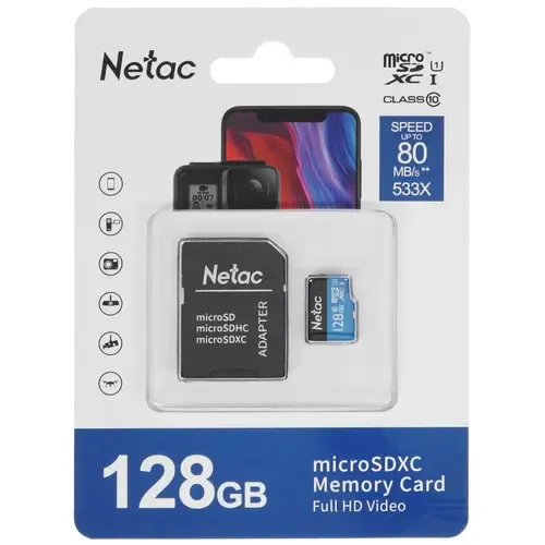 карта памяти NETAC P500 Standard MicroSDXC 128GB (NT02P500STN-128G-R)